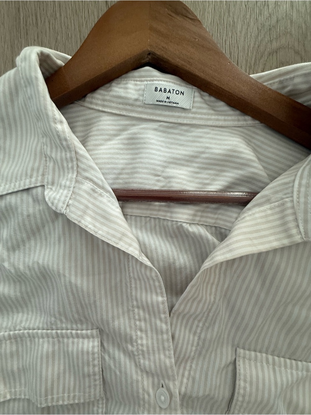 Babaton Women's Cream Striped Button-Up Shirt utility aritzia